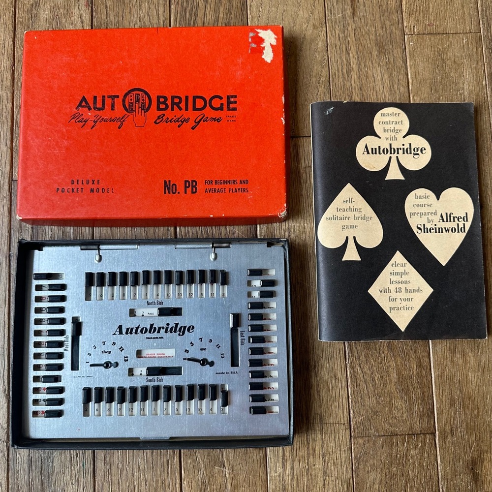 Vintage 50s autobridge Deluxe Pocket Model‎ Bridge Game with Instruction Book